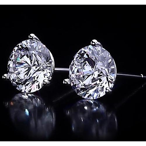 Boucle d'oreille à trois griffes diamant rond 2.50 carats bijoux - HarryChadEnt.FR