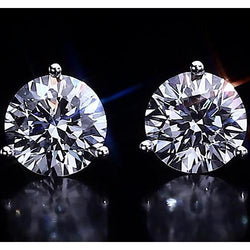 Boucle d'oreille à trois griffes diamant rond 2.50 carats bijoux