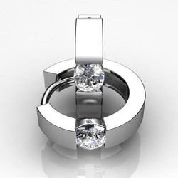Boucle d'oreille cerceau en or blanc 14K avec diamant solitaire de taille ronde 1,5 carats