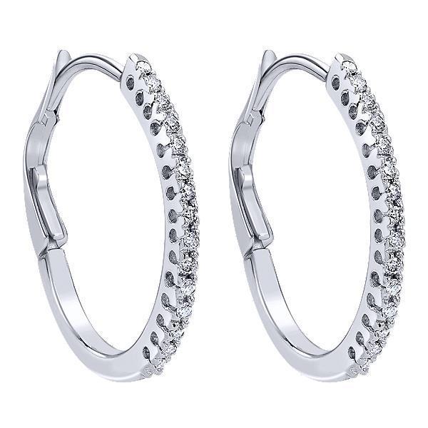 Boucles d'oreilles créoles dame diamant taille ronde de 1.5 ct en or blanc 14 carats - HarryChadEnt.FR
