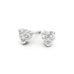 Boucle d'oreille diamant 1 carat en forme de cœur en or blanc 14 carats