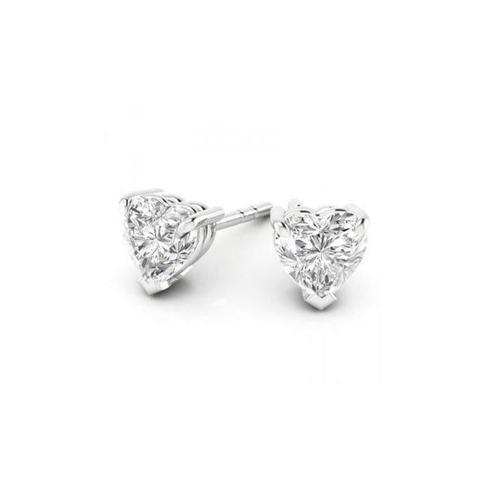 Boucle d'oreille diamant 1 carat en forme de cœur en or blanc 14 carats - HarryChadEnt.FR