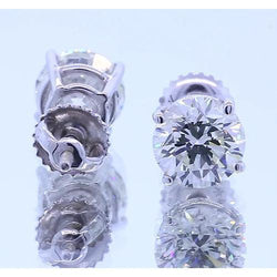 Boucle d'oreille diamant 1.50 carats à quatre griffes en or blanc 14K
