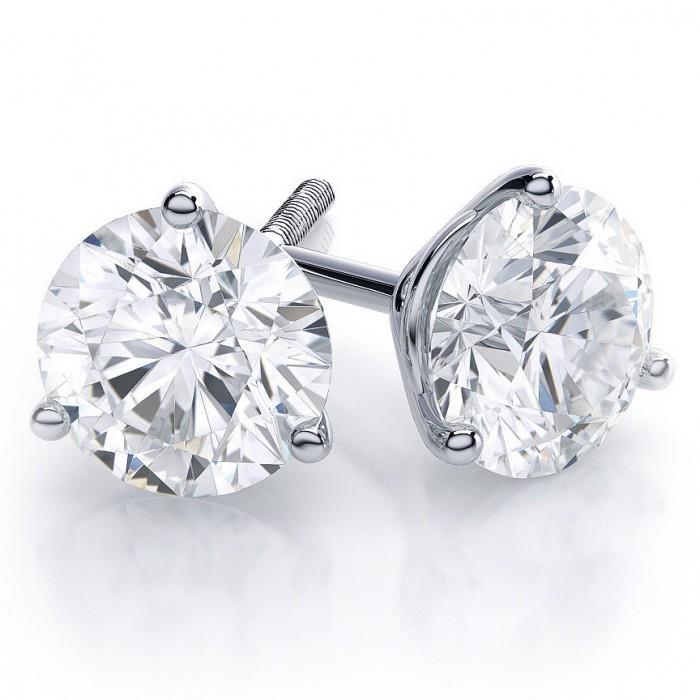 Boucle d'oreille diamant 6 ct. Ensemble de griffes rondes en or blanc massif 14 carats - HarryChadEnt.FR