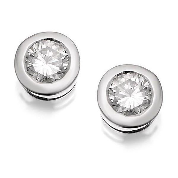 Boucle d'oreille diamant taille ronde 1 carat or blanc 14K - HarryChadEnt.FR