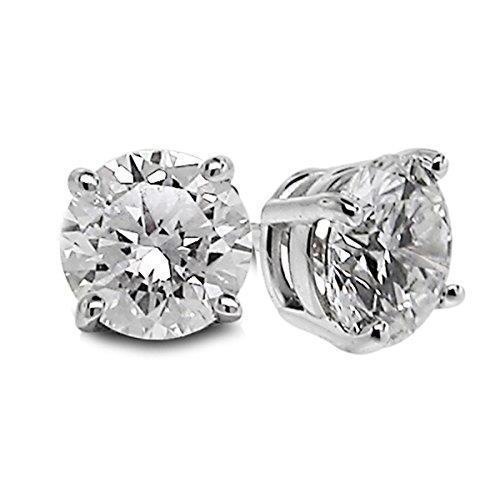 Boucle d'oreille diamant en or blanc massif 14K Lady Fine Jewelry 2 Carats - HarryChadEnt.FR