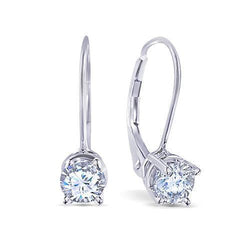 Boucle d'oreille diamant rond F Vs1 taille idéale 0.60 carat dos à levier WG 14K