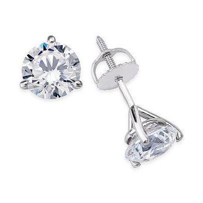 Boucle d'oreille diamant solitaire rond 1.20 carats en or blanc 14 carats - HarryChadEnt.FR