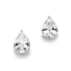 Boucle d'oreille diamant solitaire taille poire 1 carat en or blanc 14K
