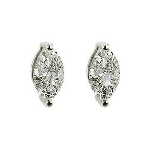 Boucle d'oreille diamant taille marquise 2 carats or blanc massif - HarryChadEnt.FR