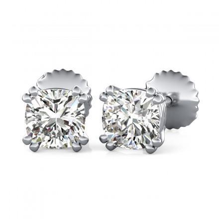 Boucle d'oreille en diamant à double griffes taille coussin 1 carat en or blanc 14 carats - HarryChadEnt.FR