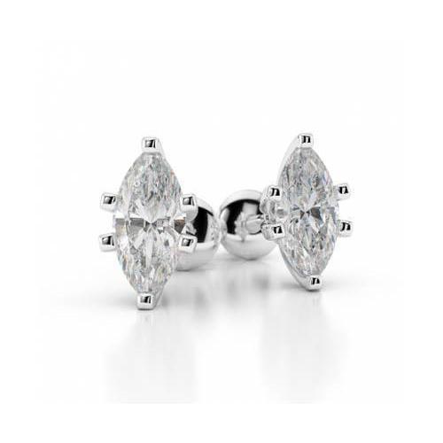 Boucle d'oreille en diamant taille marquise 1 carat en or blanc 14K Bijoux pour femme - HarryChadEnt.FR