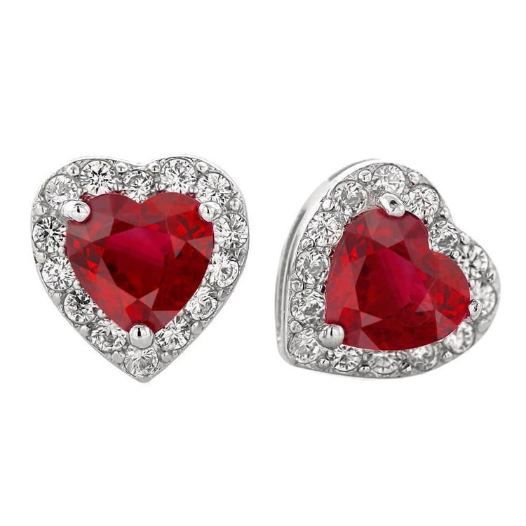 Boucle d'oreille en forme de coeur rubis avec diamants ronds 9.50 ct en or 14 carats - HarryChadEnt.FR