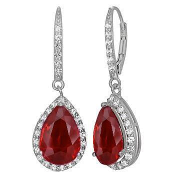 Boucle d'oreille en or 8 carats taille poire rouge avec diamants pendants - HarryChadEnt.FR