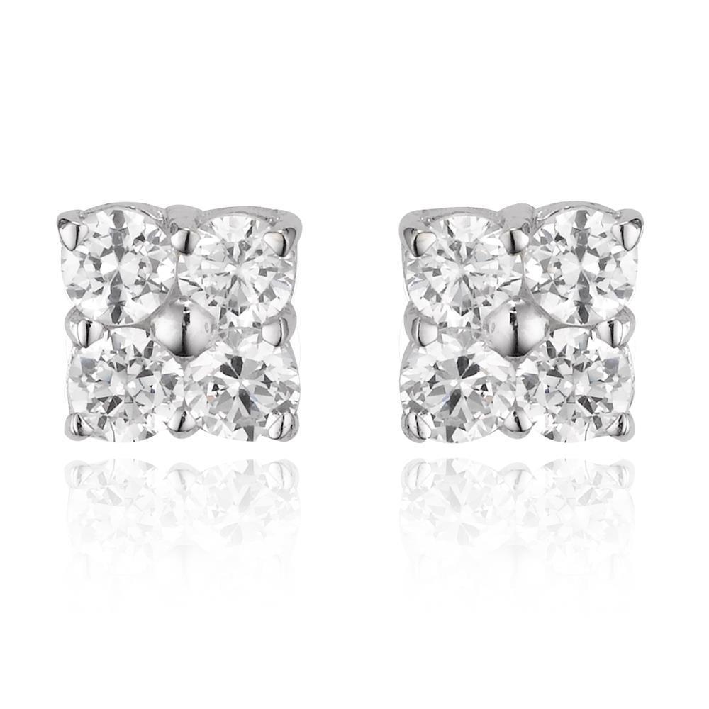 Boucle d'oreille en or blanc 14 carats avec diamants taillés ronds 4 ct - HarryChadEnt.FR