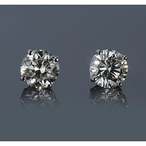 Boucle d'oreille en or blanc 14 carats avec diamant rond 1.50 carats - HarryChadEnt.FR