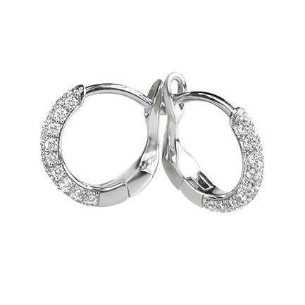 Boucles d'oreilles créoles diamant taille ronde 3 ct en or blanc 14 carats - HarryChadEnt.FR