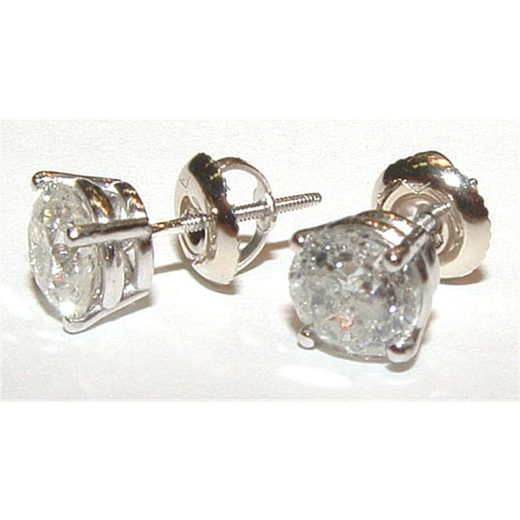 Boucle d'oreille en or blanc avec diamants ronds de 1.05 ct - HarryChadEnt.FR