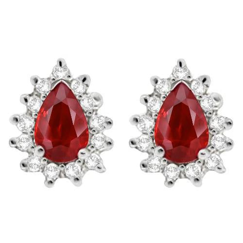 Boucle d'oreille en rubis rouge taille poire avec diamant de 3.80 carats - HarryChadEnt.FR