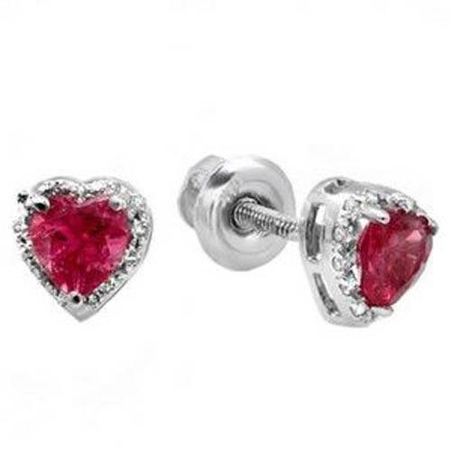 Boucle d'oreille en tourmaline rose taille coeur avec clous en diamant 16.40 carats - HarryChadEnt.FR