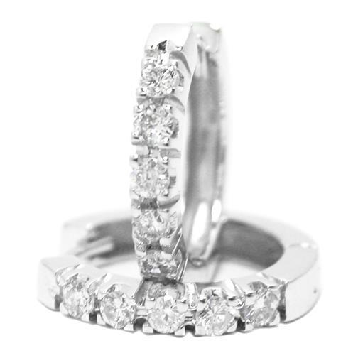 Boucles d'oreilles créoles pour femmes avec diamants ronds 3 ct en or blanc 14 carats - HarryChadEnt.FR