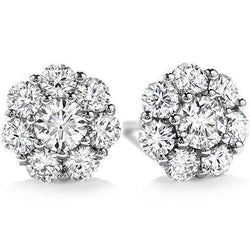 Boucle d'oreille halo de diamants ronds de 1.7 ct en or blanc 14k
