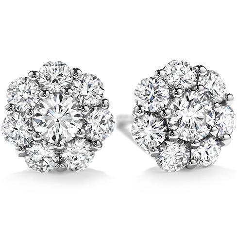 Boucle d'oreille halo de diamants ronds de 1.7 ct en or blanc 14 carats - HarryChadEnt.FR