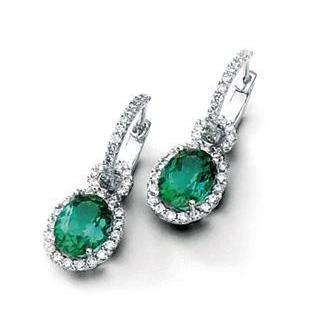 Boucle d'oreille pendante en tourmaline verte et diamants de 10.68 ct - HarryChadEnt.FR