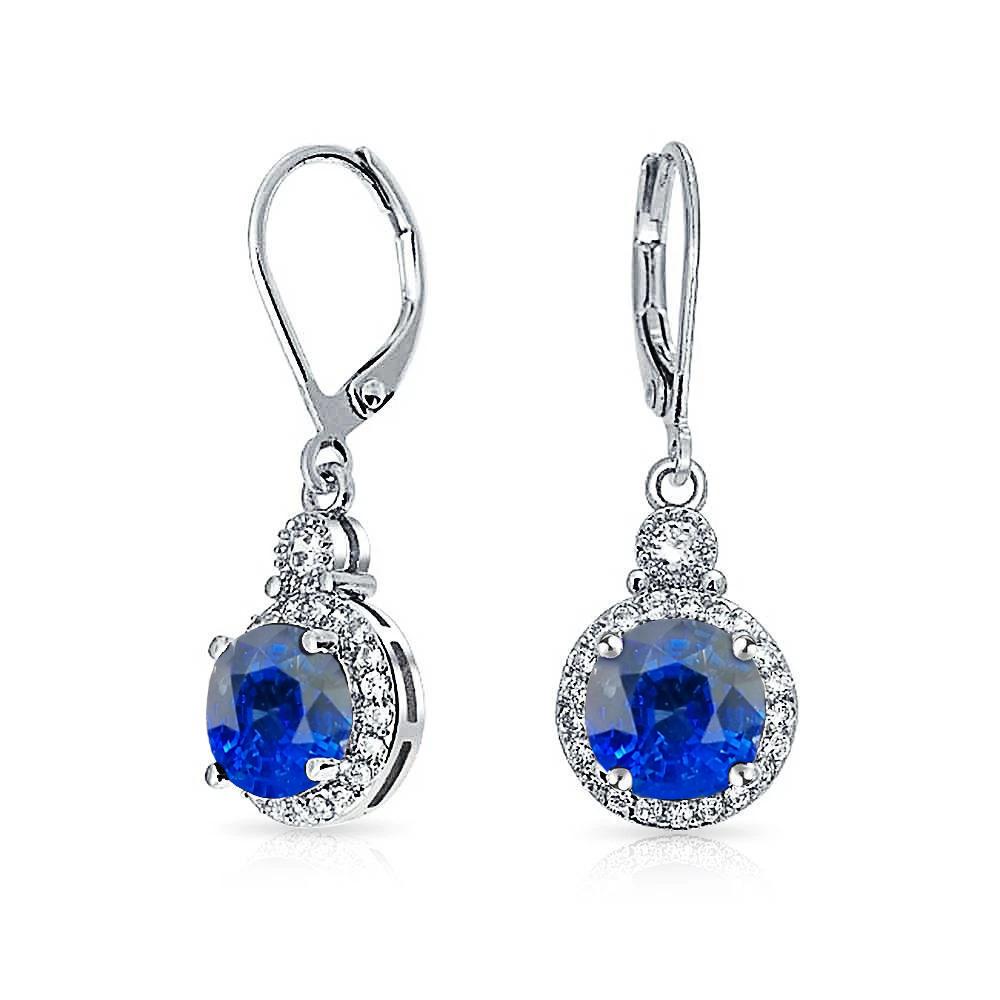 Boucle d'oreille pendante saphir et diamant du Sri Lanka en or blanc 2.66 ct - HarryChadEnt.FR