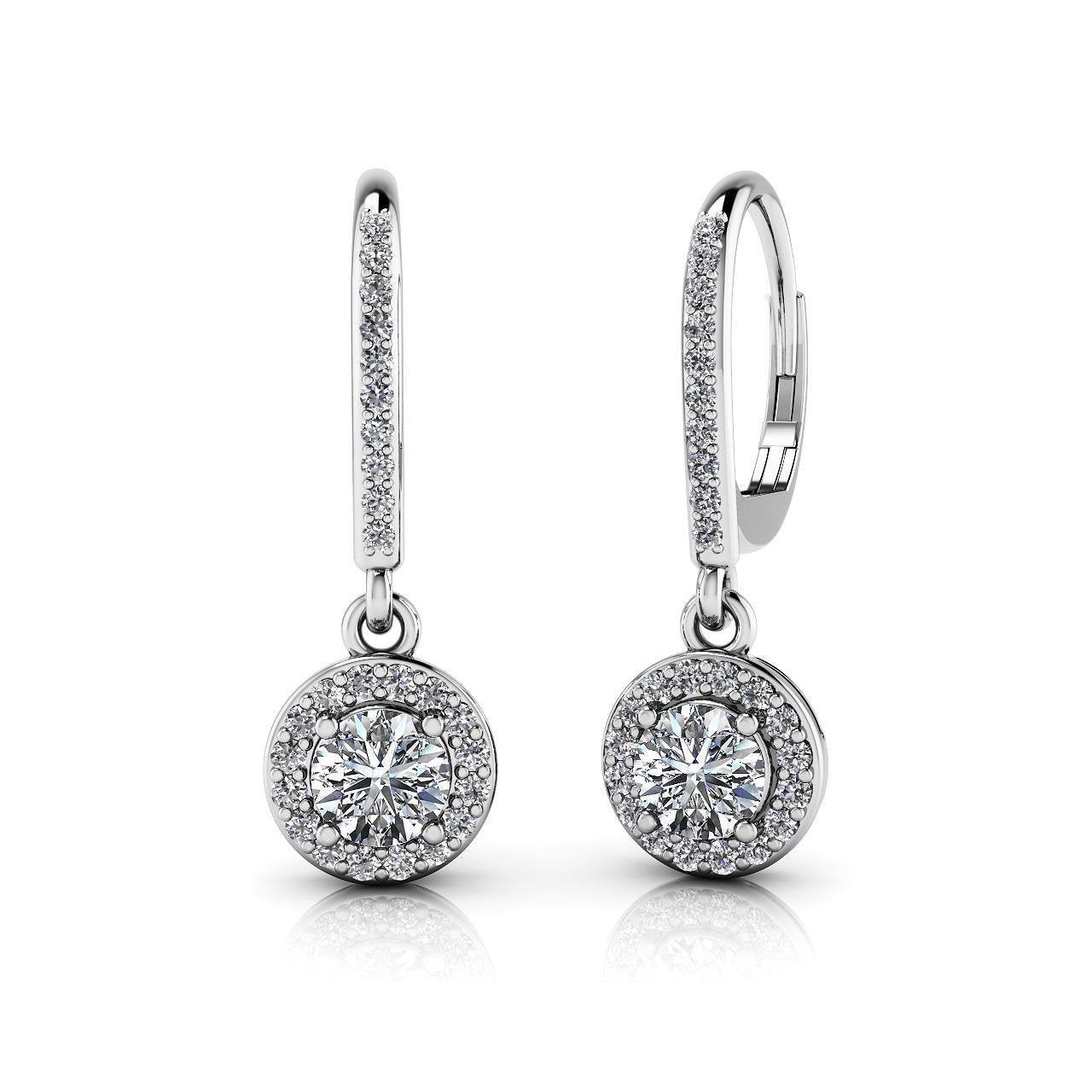 Boucle d'oreille Lady Dangle Diamonds en or blanc 14K sertie de griffes 2.50 carats - HarryChadEnt.FR