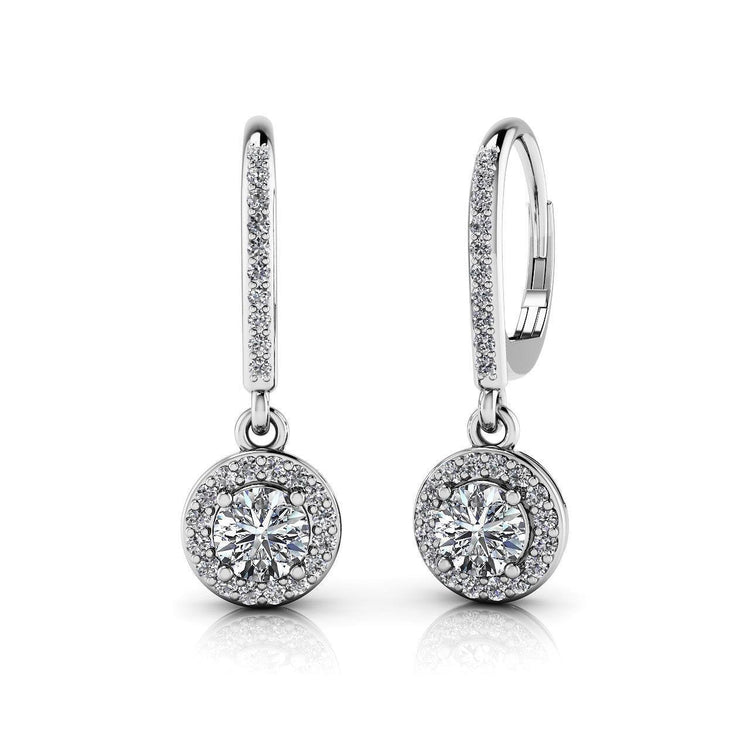 Boucle d'oreille Lady Dangle Diamonds en or blanc 14K sertie de griffes 2.50 carats - HarryChadEnt.FR