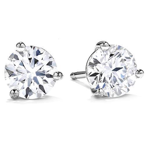 Boucle d'oreille solitaire diamant rond serti griffes 2.10 carats - HarryChadEnt.FR