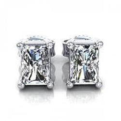 Boucle d'oreille solitaire diamant taille radiant 1,5 carats or blanc 14K