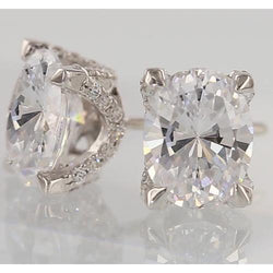 Boucles D'Oreilles Clous Diamant Ovale 2 Carats