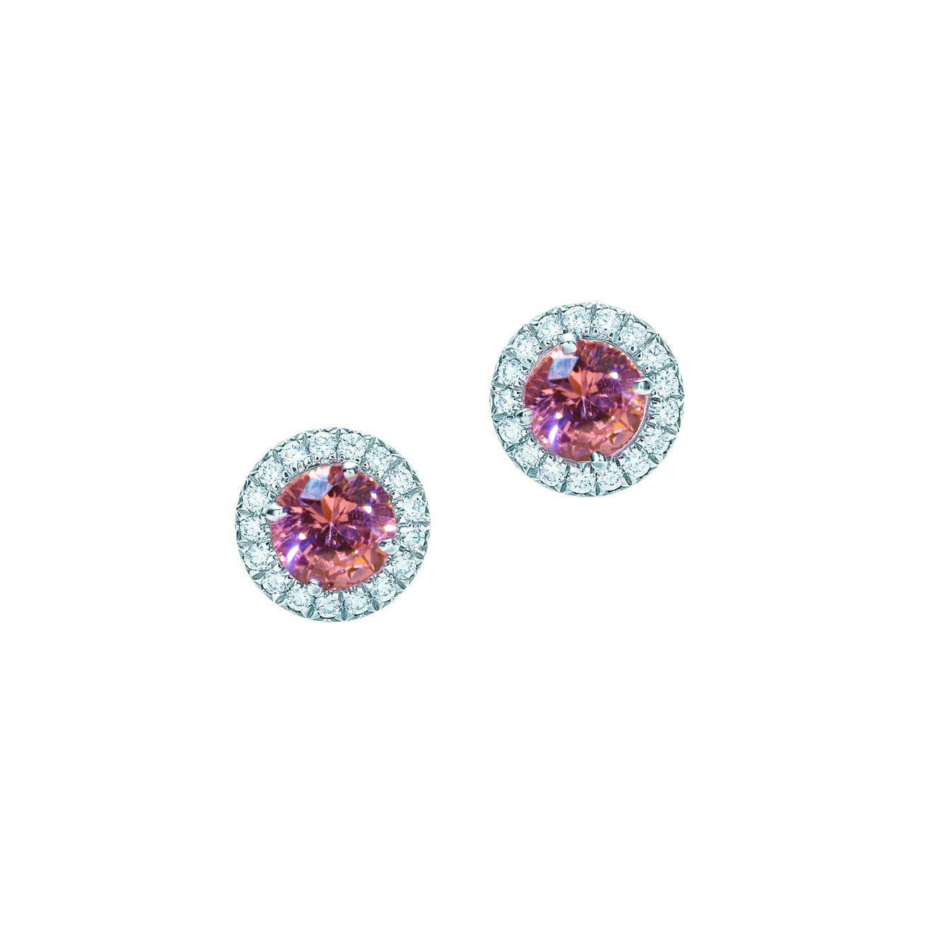 Boucles D'Oreilles Femme Saphir Rose Et Diamants 4.50 Ct Nouveau - HarryChadEnt.FR