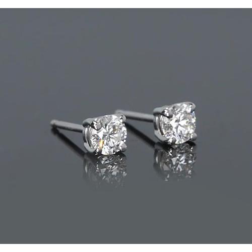Boucles d'oreilles à quatre griffes diamant rond 1 carat or blanc 14K - HarryChadEnt.FR