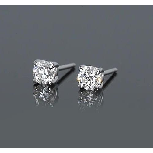 Boucles d'oreilles à quatre griffes diamant rond 1 carat or blanc 14K - HarryChadEnt.FR