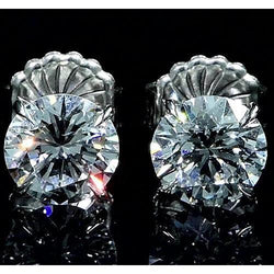 Boucles D'Oreilles à 2 Carats De Diamants 14K D'Or Blanc