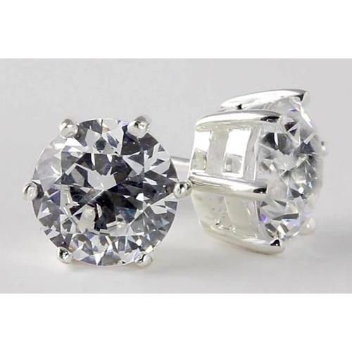 Boucles D'oreilles Clous Diamant Rond 3 Carats Or Blanc 14K - HarryChadEnt.FR
