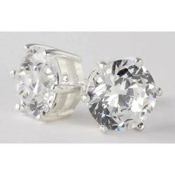 Boucles D'oreilles Clous Diamant Rond 3 Carats Or Blanc 14K