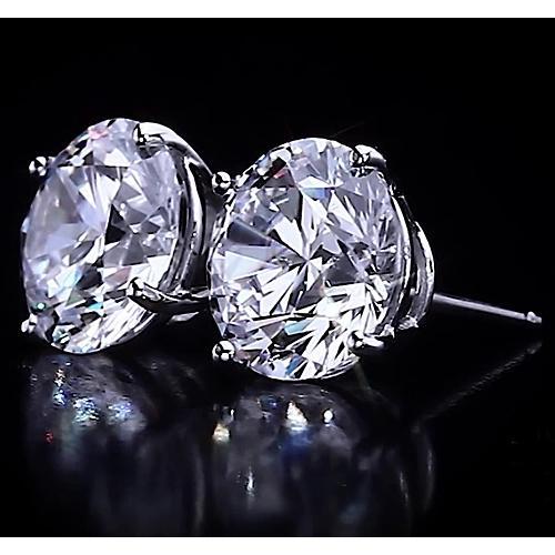 Boucles D'oreilles Clous Diamant Rond 4.50 Carats Or Blanc 14K F Vs1 - HarryChadEnt.FR