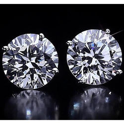Boucles D'oreilles Clous Diamant Rond 4.50 Carats Or Blanc 14K F Vs1