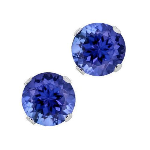 Boucles D'oreilles Clous Femme Or Blanc 14K 5 Carats Tanzanite - HarryChadEnt.FR