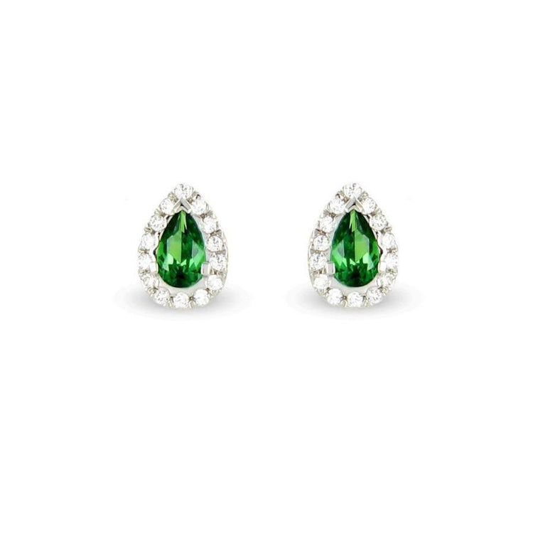 Boucles D'oreilles Clous Halo 14K Blanc Vert Émeraude Avec Diamants 5 Carats - HarryChadEnt.FR