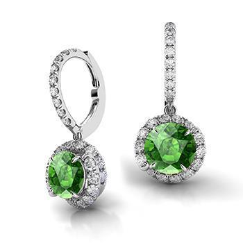 Boucles D'oreilles Créoles Tourmaline Et Diamants Or Blanc 14K 10.50 Ct - HarryChadEnt.FR