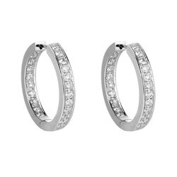 Boucles D'oreilles Créoles pour Femme de 4,30 Carats de Diamants Taille Ronde avec Or Blanc 14K