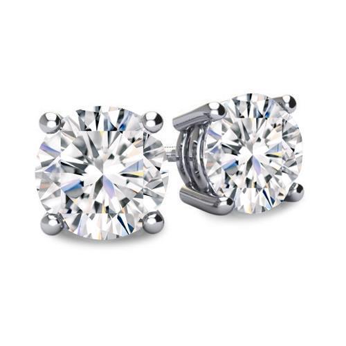 Boucles D'oreilles Diamant Rond Scintillant 2 Carats Or Blanc 14K - HarryChadEnt.FR