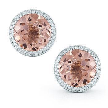 Boucles D'oreilles En Or Rose 16.70 Ct Morganite Et Diamants - HarryChadEnt.FR