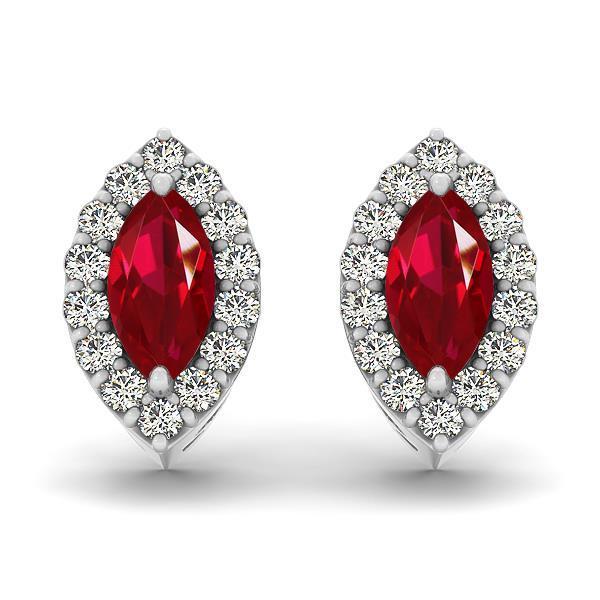 Boucles D'oreilles Goujons Sertie De Griffes Rubis Marquise Avec Diamants Ronds 6 Ct - HarryChadEnt.FR