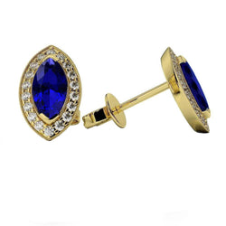 Boucles D'oreilles Halo Femme Saphir Et Diamants Sri Lanka 3 Carats